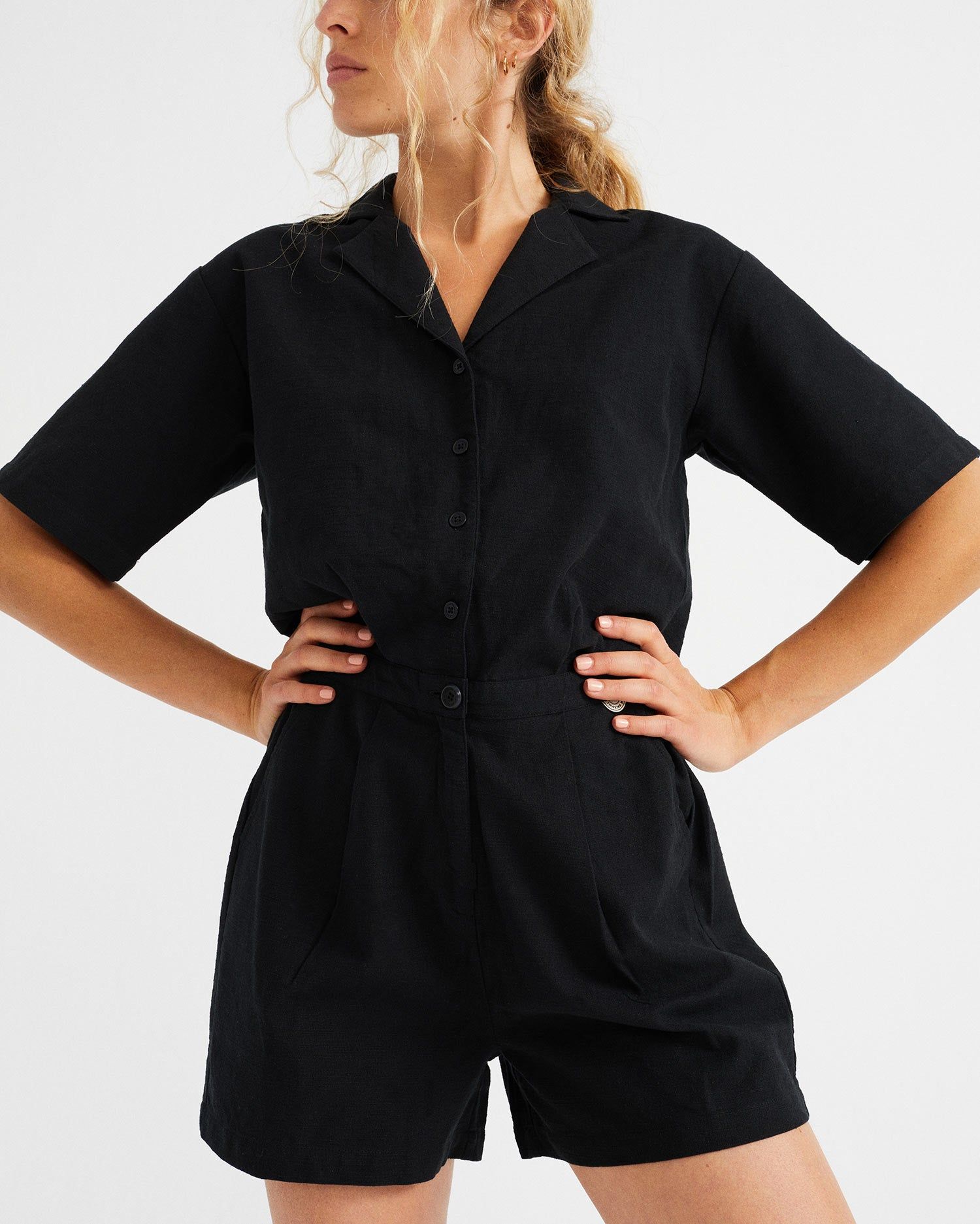 Combishort noire en coton bio - jade, Thinking Mu, photo 2
