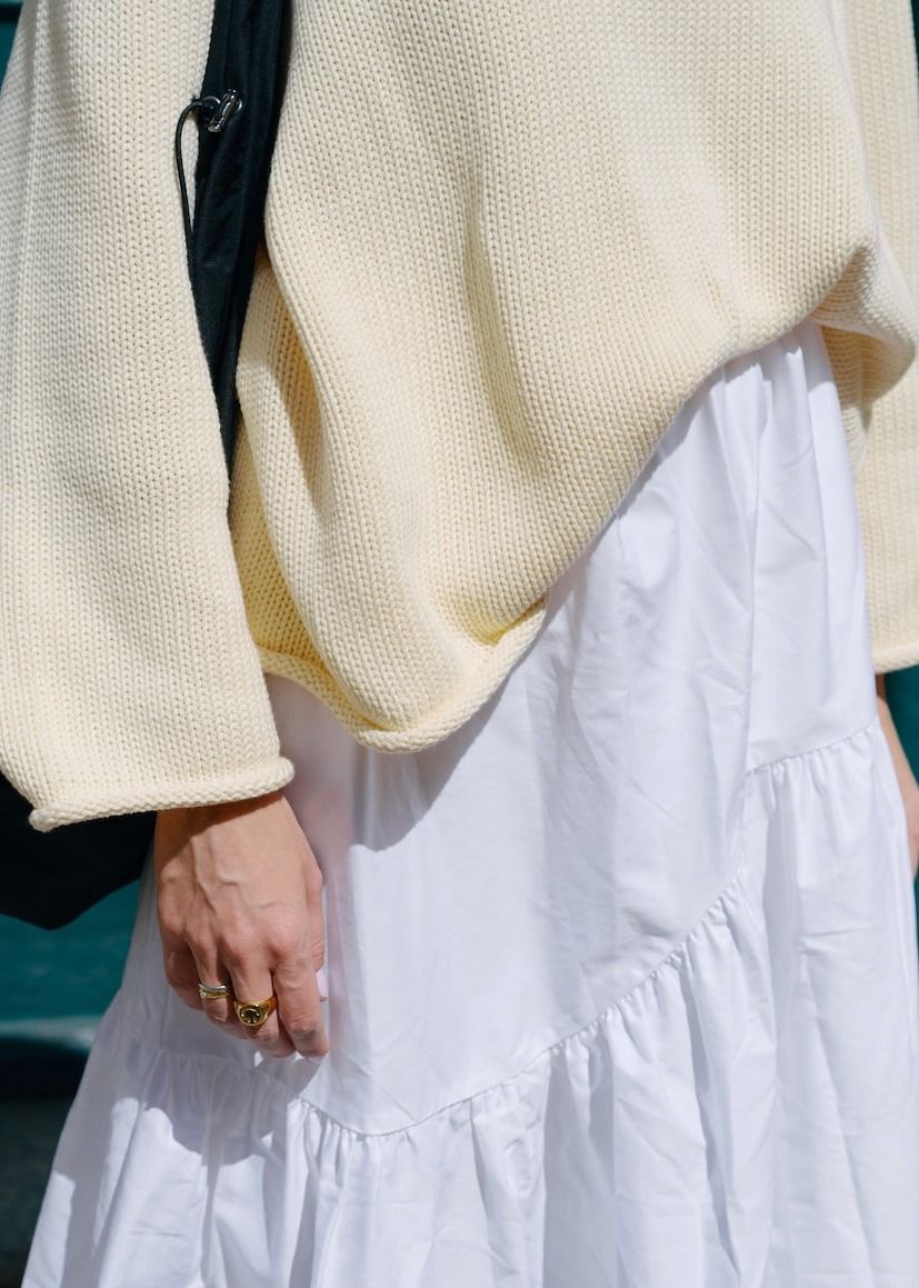 Weiter Rock aus Bio-Baumwolle | Weiß "Tiered maxi skirt alca white", Jan'n June, Foto 2