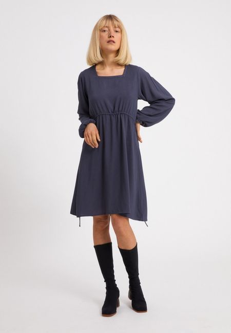 Robe mi-longue fluide indigo en lenzing - nevenaa
