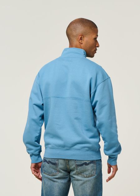 Sweatshirt mit Reißverschlusskragen aus Bio-Baumwolle | Blau "seaside blue", Colorful Standard, Foto 3