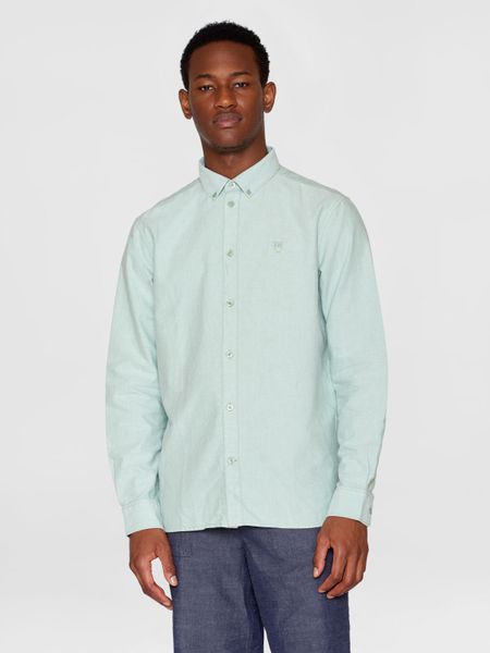 Chemise en coton bio | bleu "harald small owl oxford regular fit shirt shale green"