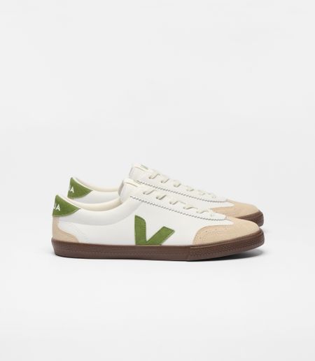 Baskets en cuir | multicolor "volley - white_kiwi_bark" - Veja