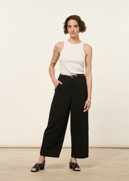 Pantalon ample en ecovero et lin | noir "caarunus lino - black" - Armedangels