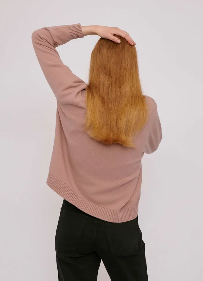 Pull rose en laine recyclé - boxy dusty rose, Organic Basics, photo 2