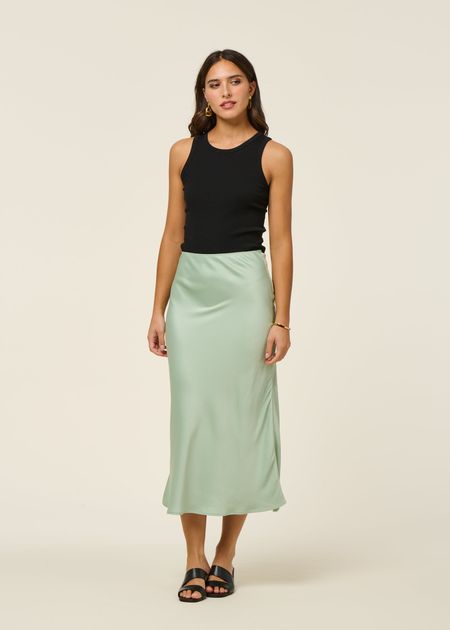 Jupe en satin recyclé | vert clair "lenovaa satin slip-skirt - foam", Armedangels, photo 6