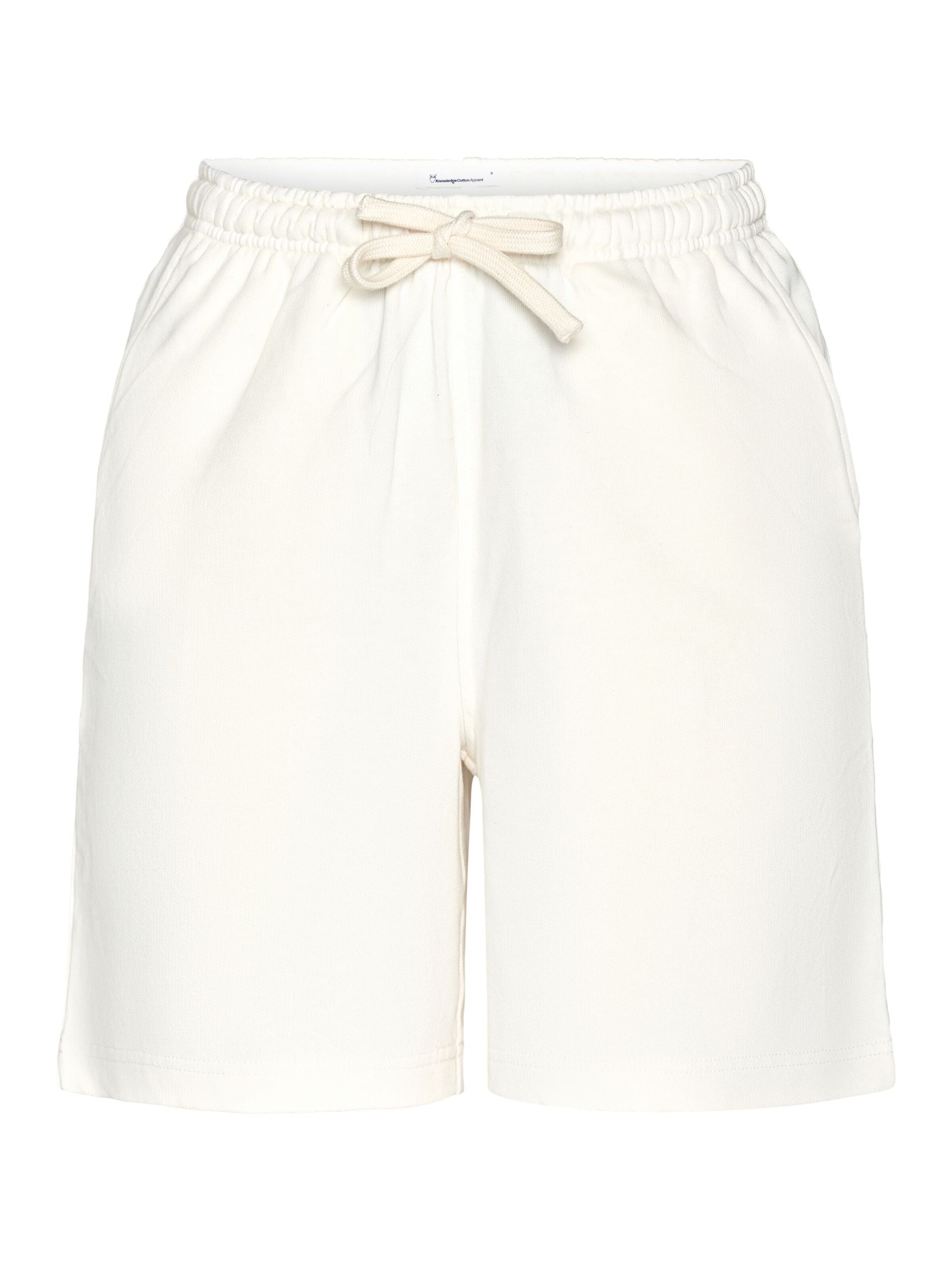 Short en coton bio | blanc à motif brodé "loose fit sweat shorts egret", Knowledge Cotton Apparel, photo 4