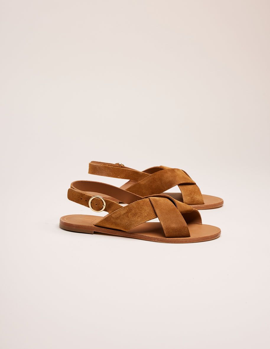 Sandales en cuir certifié | marron "paloma suède ambre", Odaje ex M.Moustache, photo 1