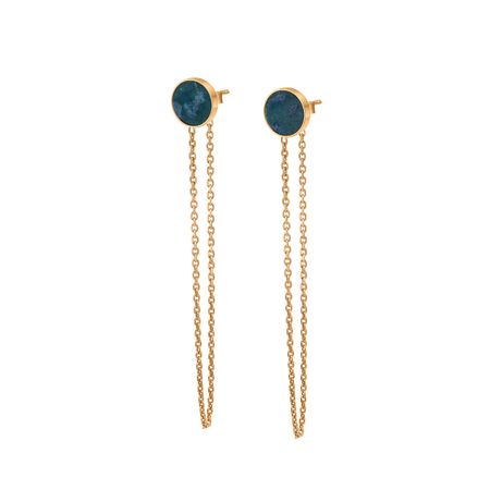 Boucles d'oreilles en argent plaqué or avec pierre en néphrite - dangle earrings gold