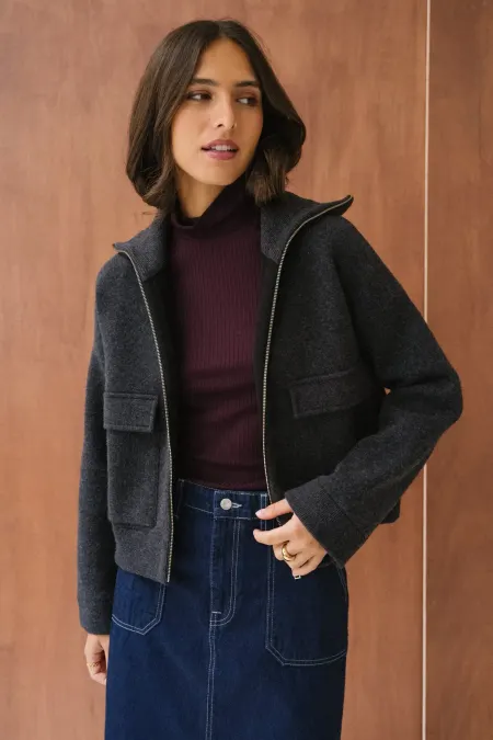 Veste en coton et laine bio | gris "cotton-wool knit jacket - steel melange", Armedangels, photo 3