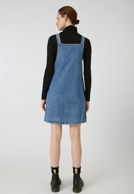 Robe salopette en jean bleu en coton bio - dainaa, Armedangels, photo 3