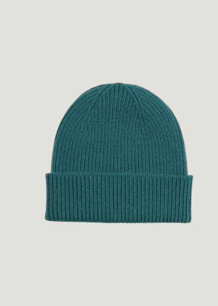 Bonnet en laine mérinos recyclée | bleu "merino wool beanie - ocean green"