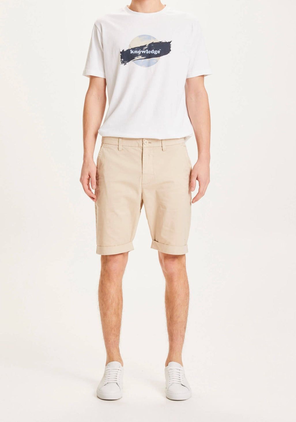 Short chino en coton bio | beige "chino poplin light feather gray", Knowledge Cotton Apparel, photo 1