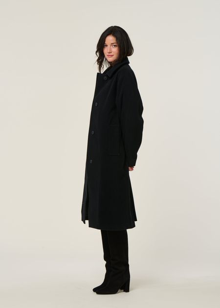 Manteau à ceinture en mélange de laine double face en NOIR | Michael