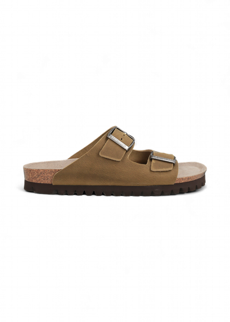 Sandales marron en cuir certifié | kaki "hawaii oiled leather kaki"