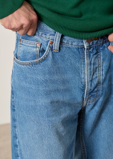 Jean droit large en coton bio | bleu délavé "rad rufus indigo blues", Nudie Jeans, photo 4
