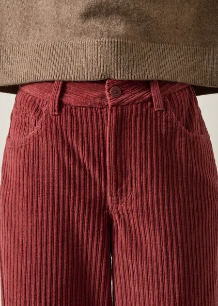 Pantalon large velours en coton bio | rouille "Mahogany corduroy hedda pants brown", Thinking Mu, photo 2
