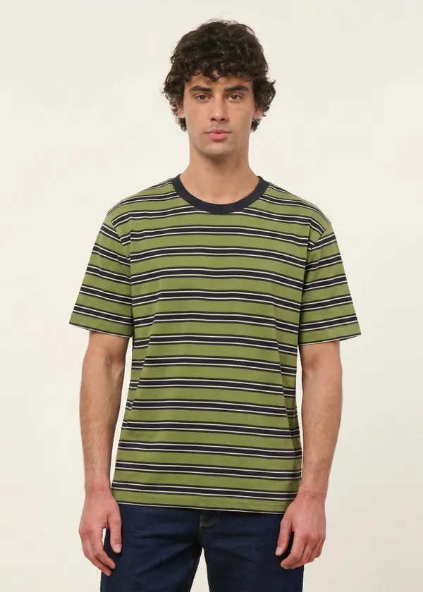 T-shirt oversize en coton bio | rayé vert, WeDressFair