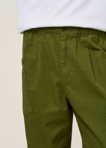 Pantalon large cargo en coton bio | vert "green max pants" - Thinking Mu