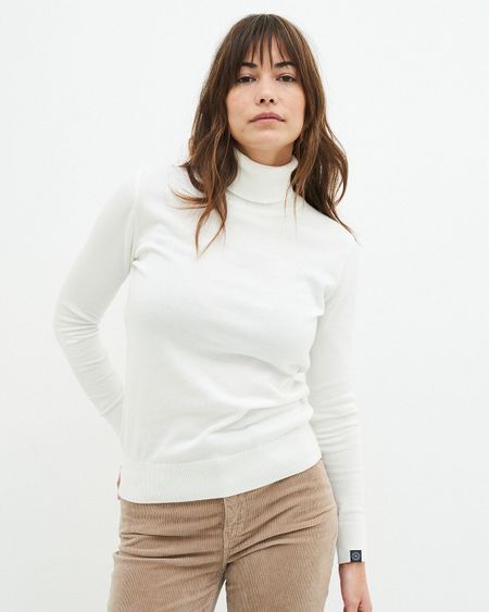 Pull col roulé en coton bio | blanc "rachel turtleneck - off white"