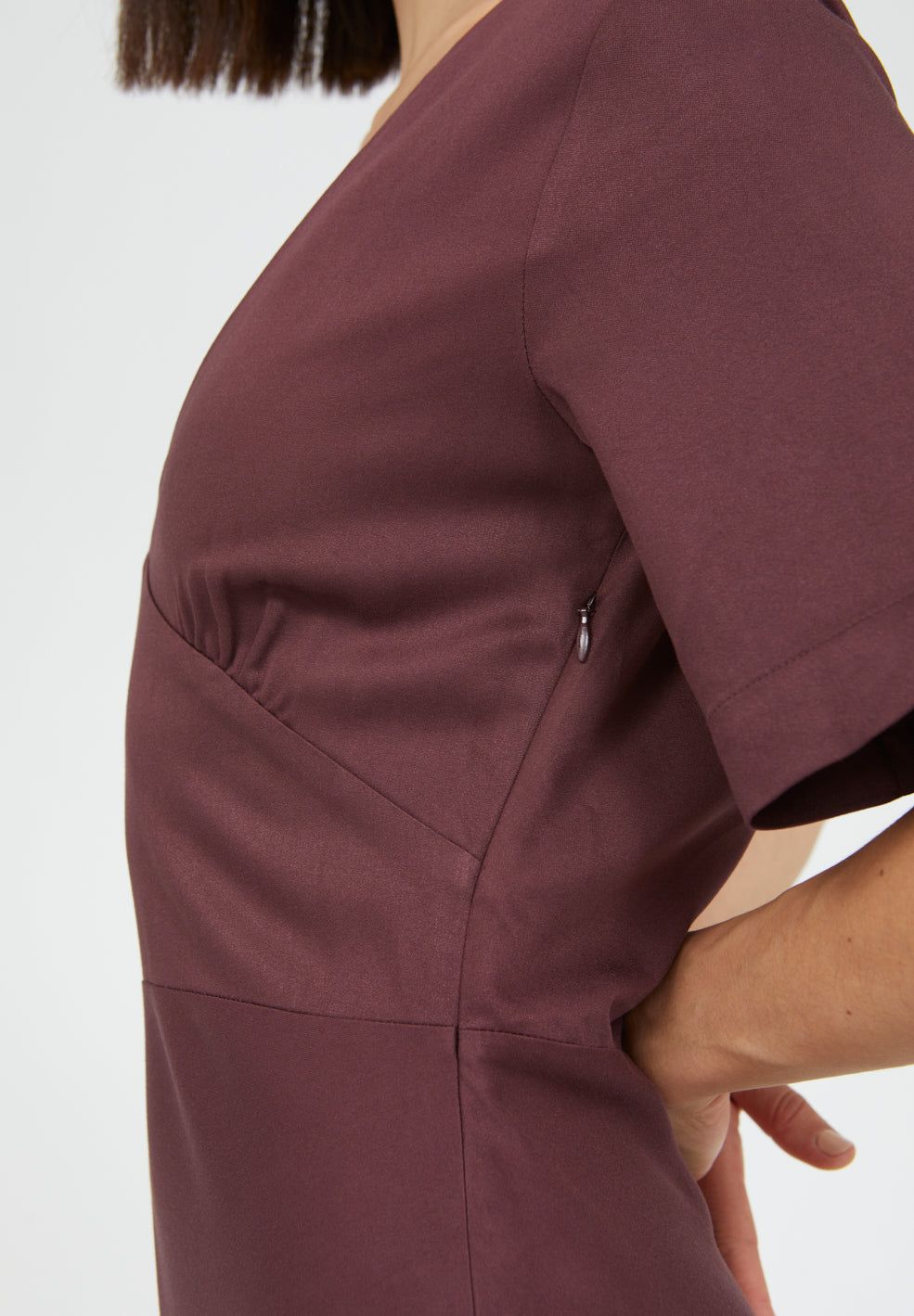 Robe longue col v aubergine en lenzing - rosamaary, Armedangels, photo 3