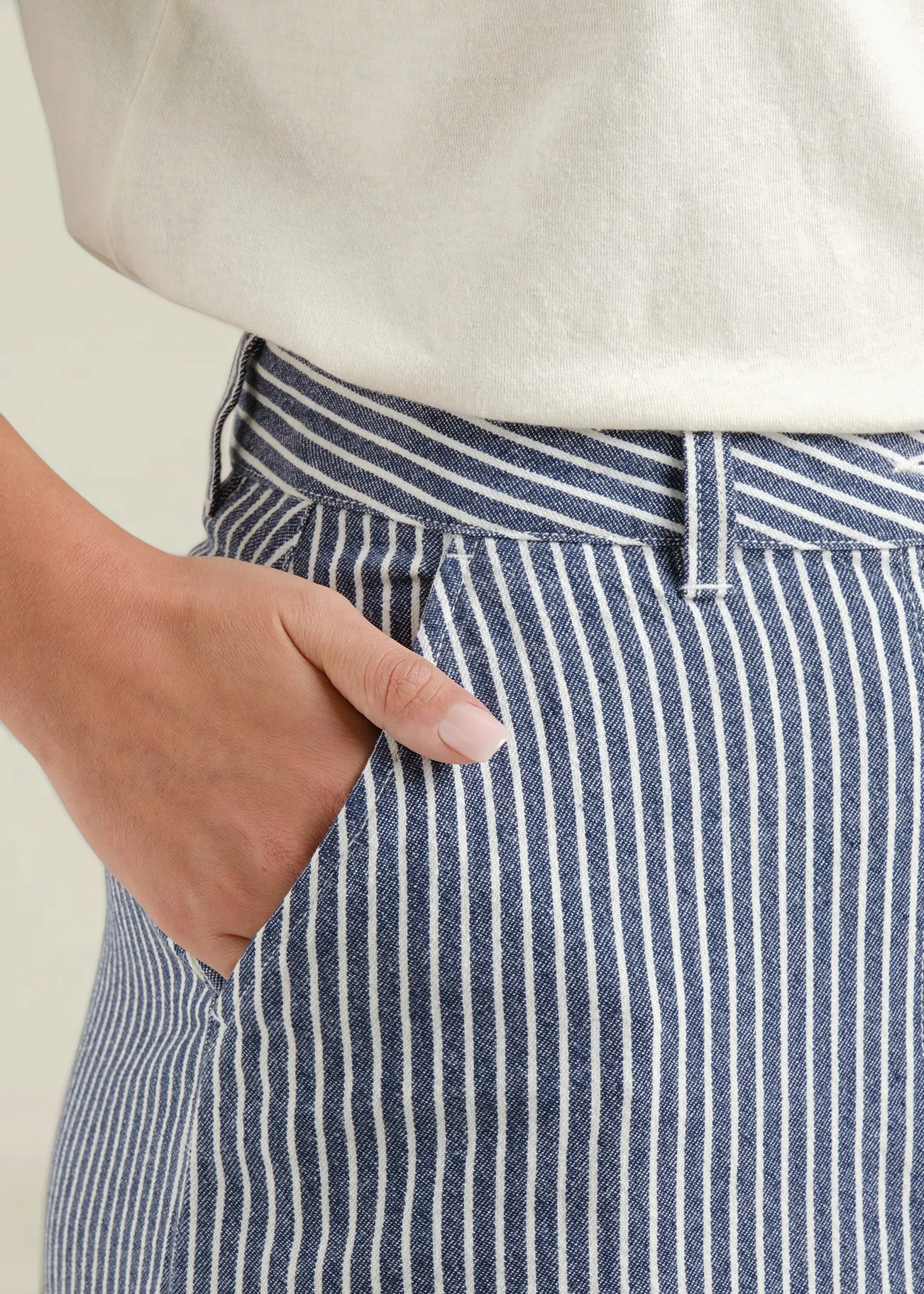 Jupe longue denim en coton bio | rayé "Skirt finsta work stripe blue", Dedicated, photo 2