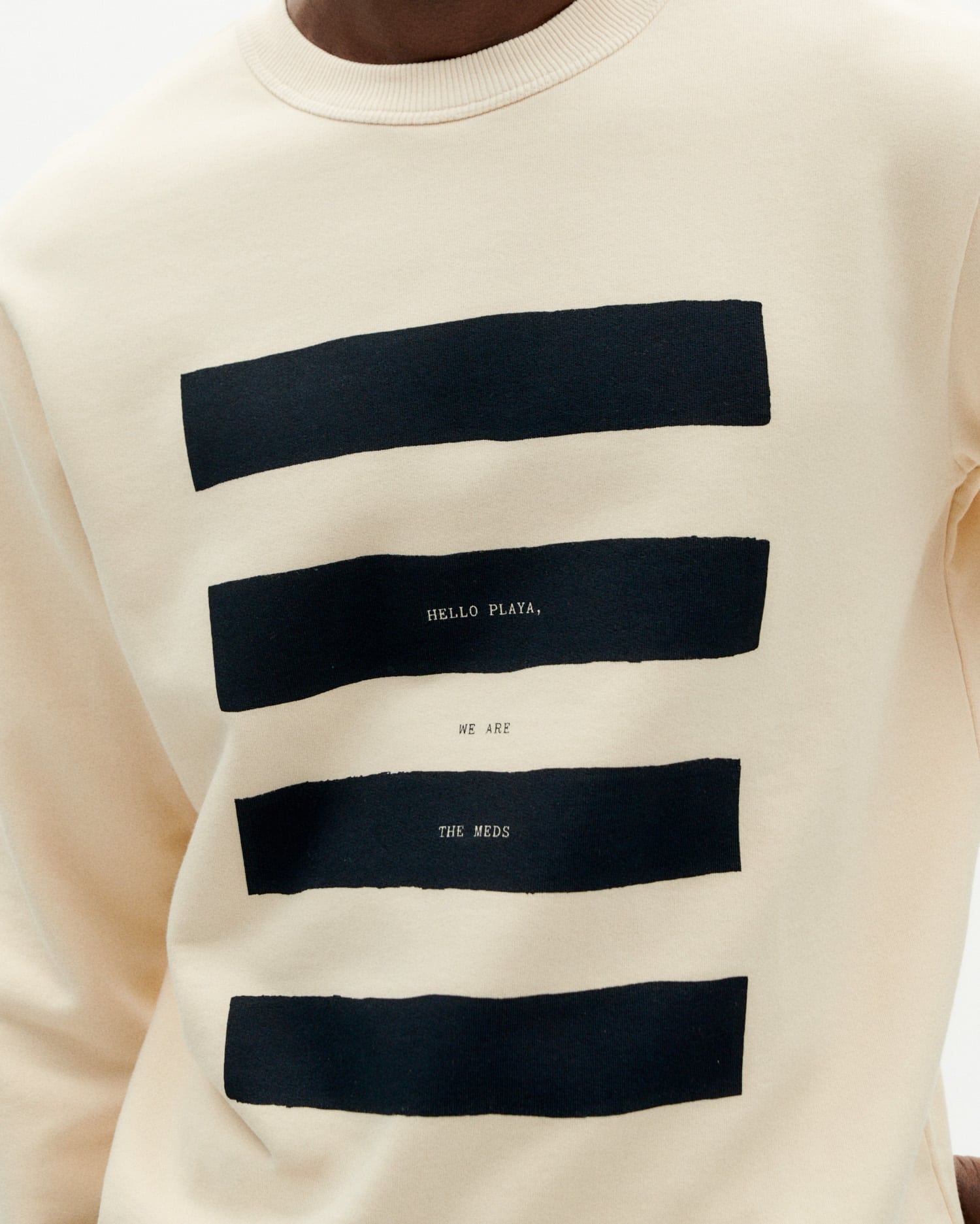Sweatshirt aus Bio-Baumwolle | Ecru mit Print "hello playa sweatshirt ivory", Thinking Mu, Foto 2