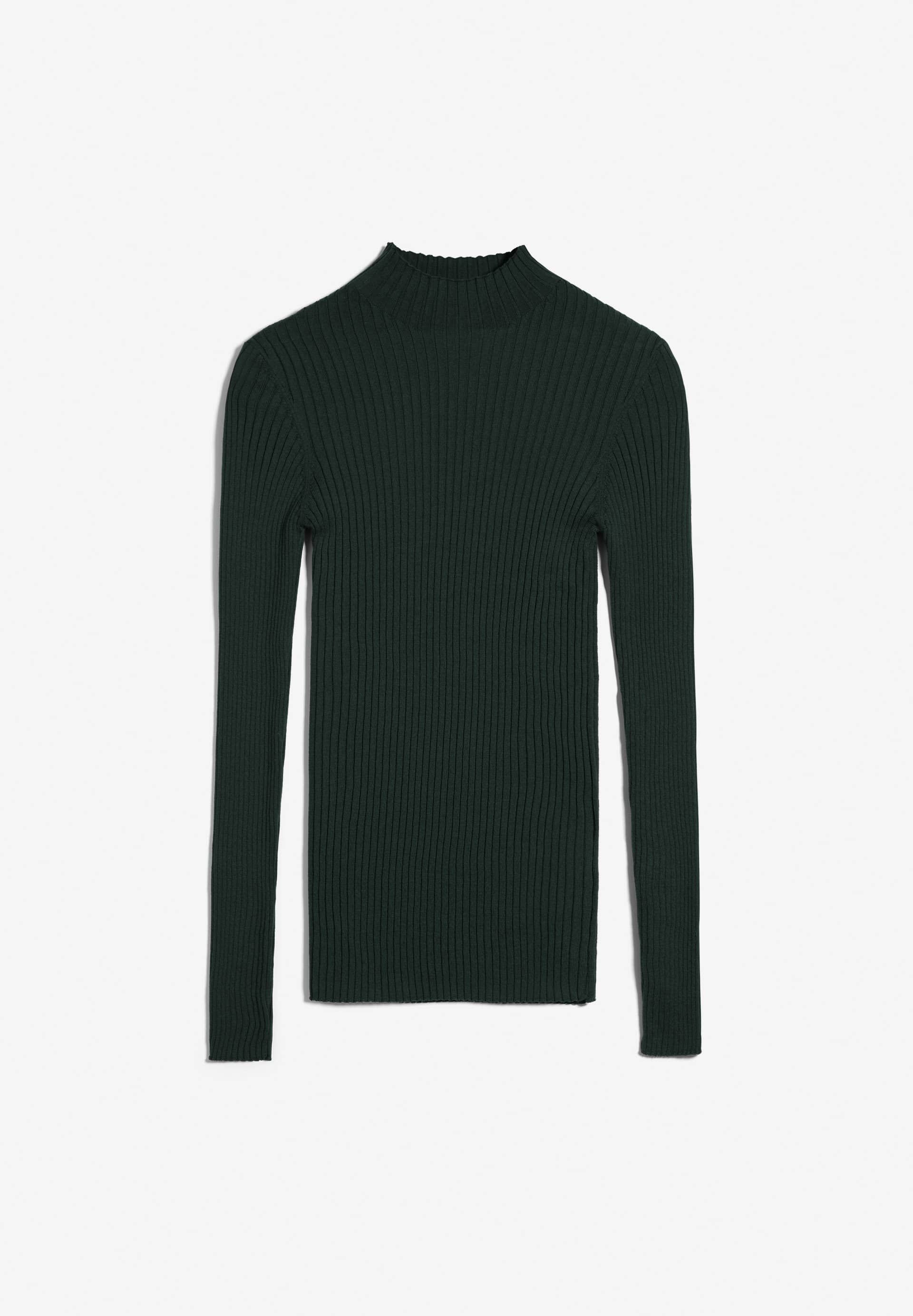 Sous-pull côtelé vert bouteille en coton bio - alaani vintage green, Armedangels, photo 6