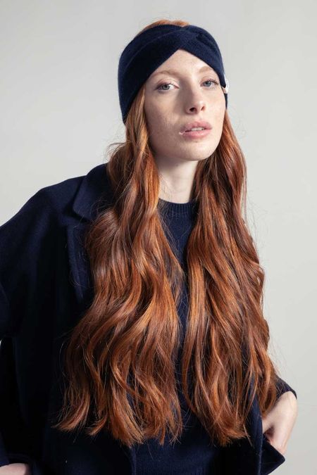 Bandeau en cachemire recyclé | marine "fascia nadia - blu mora" - Rifò