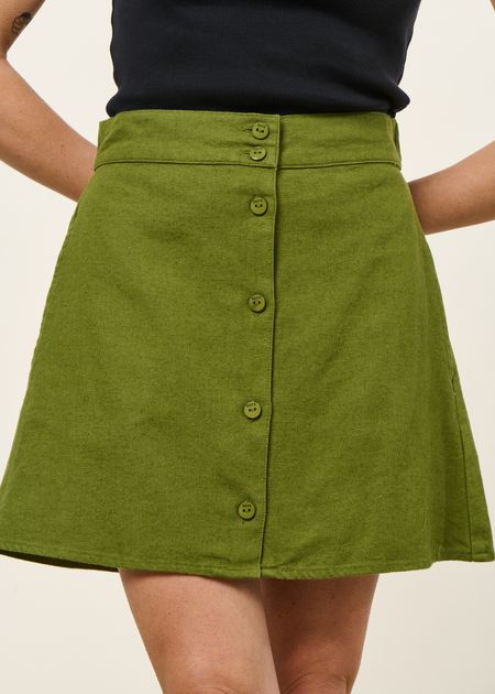 Jupe en lin et coton bio | vert "falda iragi - dark green" - SKFK