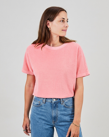 T-shirt en coton bio | pêche "terry oversize tee peach"