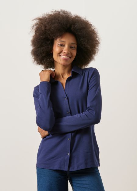 Chemise en coton bio | bleu marine "Nalaannia blouse | tinted navy", Armedangels, photo 5