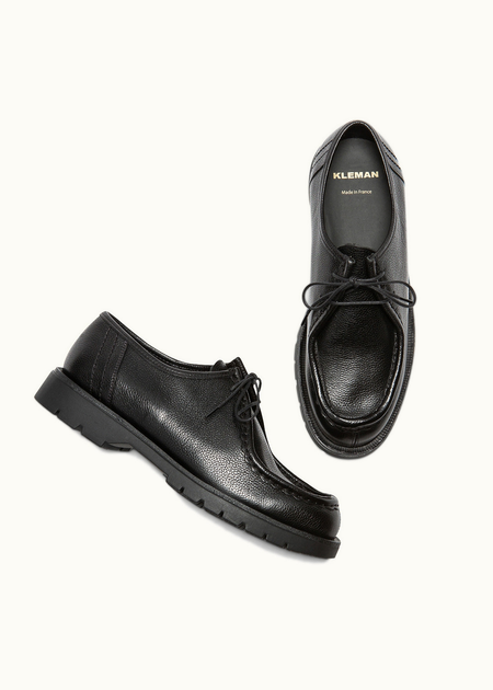 Derbies made in france en cuir grainé tannage végétal | noir "padror g vgt noir" - Kleman