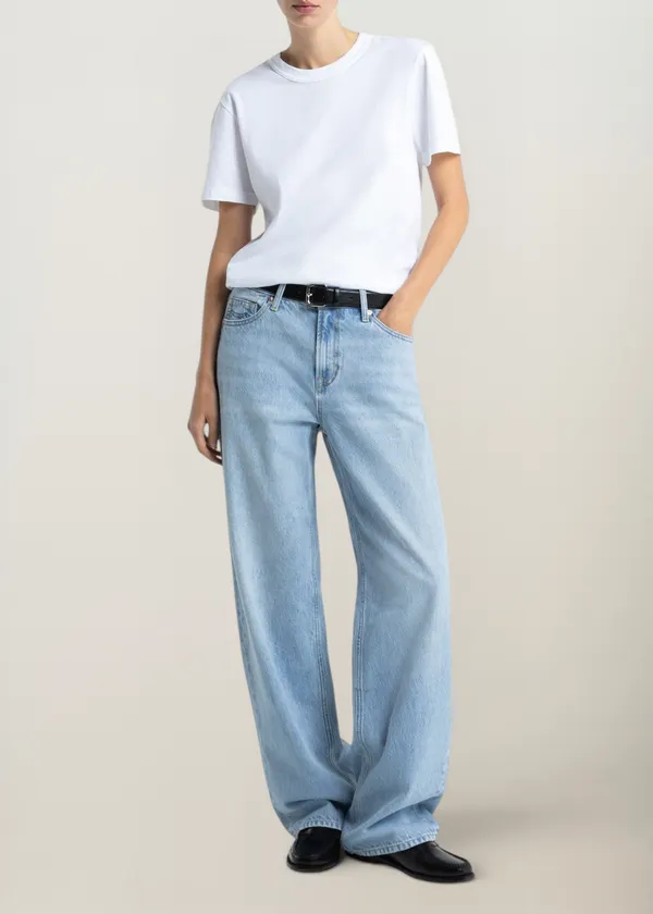 Jean large taille basse en coton bio | bleu délavé "joan blue reef super light used", Kings of Indigo