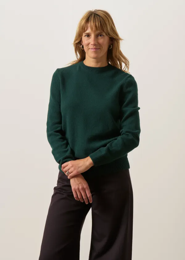 Pull régular en laine mérinos recyclée | vert émeraude, WeDressFair