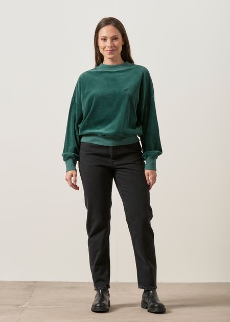 Samt-Sweatshirt aus Bio-Baumwolle | Dunkelgrün "Binz - dark-green", Twothirds, Foto 4