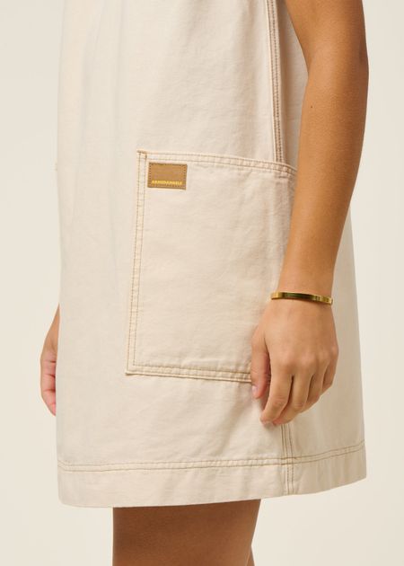 Robe denim en coton bio | écru "workwear canvas mini dress - undyed" - Armedangels