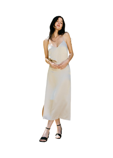 Jupe satinée midi en viscose enka | beige "dira ivory"