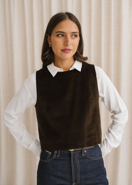 Top velours en coton bio | chocolat "jacinda" - Bonjour Demain