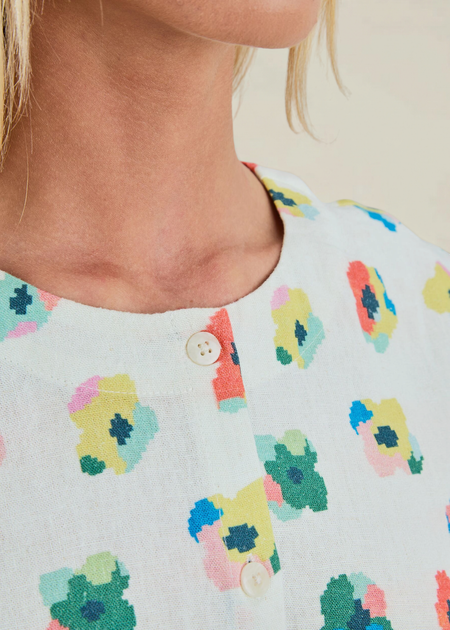 Blouse en coton bio | écru "Mini flower button up blouse" - Brava Fabrics