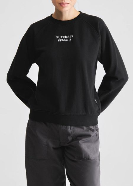 Sweatshirt en coton bio | noir "ystad future is female black" - Dedicated
