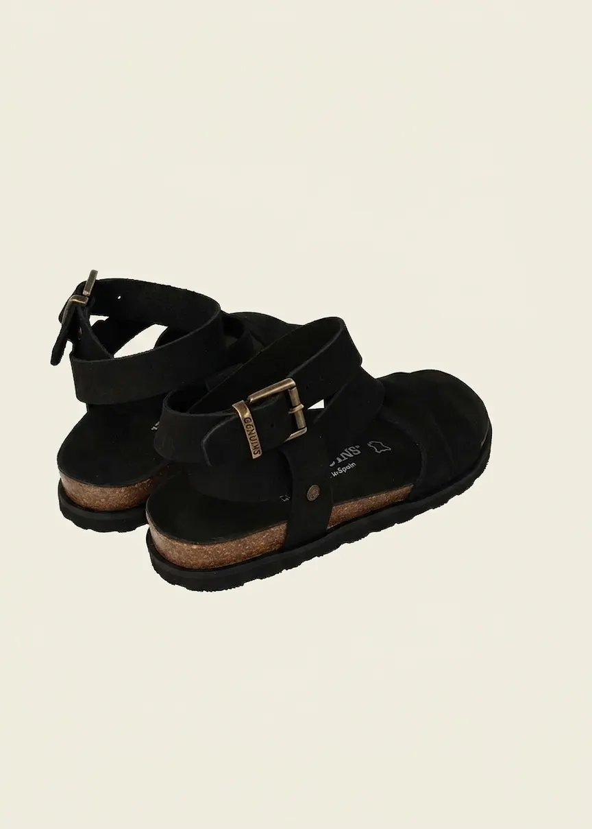 Sandales en cuir certifié | noir "zaha nubuck black", Genuins, photo 3
