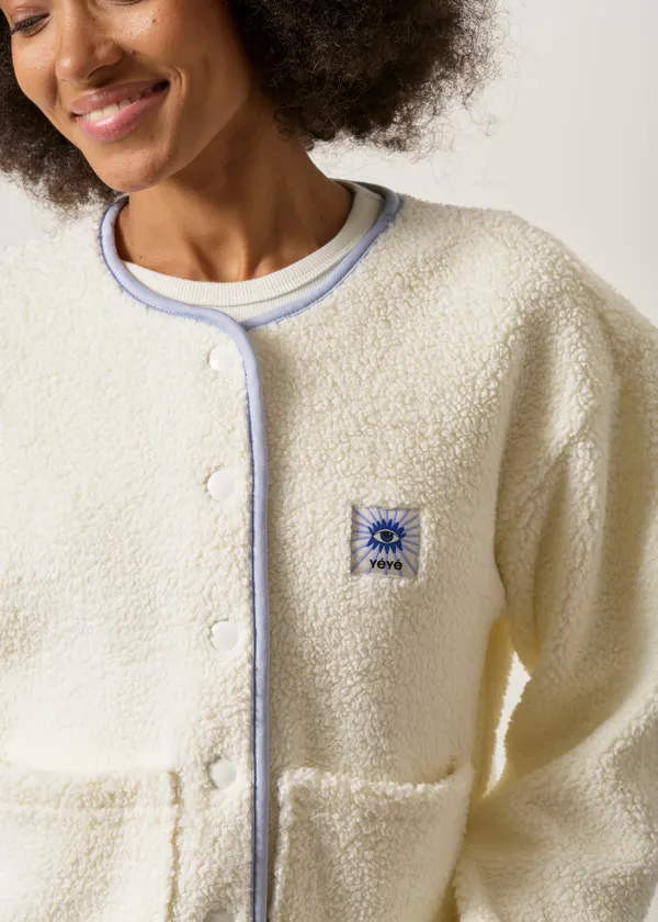 Veste polaire en coton bio et matière recyclée | blanc "Cloudy day jacket creme - white", Mademoiselle Yéyé