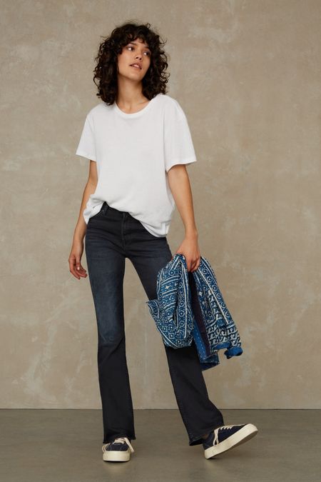 Jean flare bleu foncé en coton bio - marie
