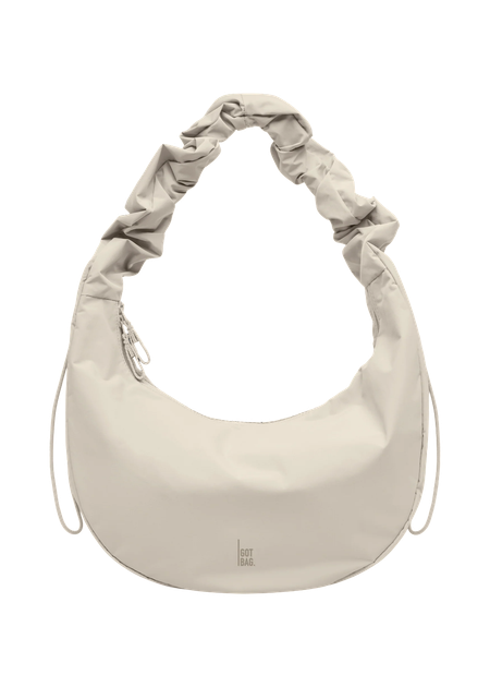 Sac bandoulière en matière recyclée | gris clair "moon bag ruffle soft shell gris" - Got Bag