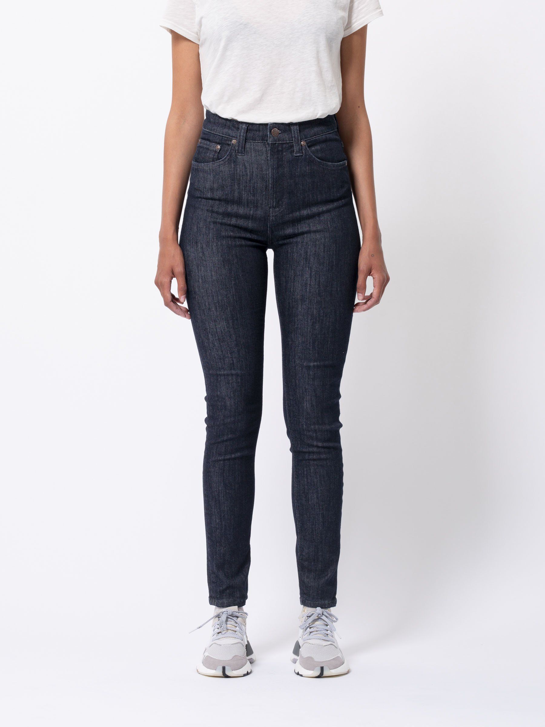 Jean skinny taille haute brut en coton bio - hightop tilde dark navy, Nudie Jeans, photo 1