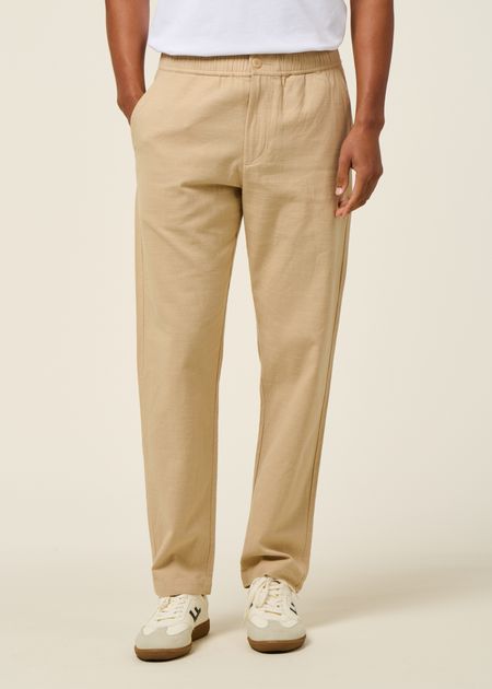 Pantalon léger en coton bio | beige "oatmeal light travel pants" - Thinking Mu