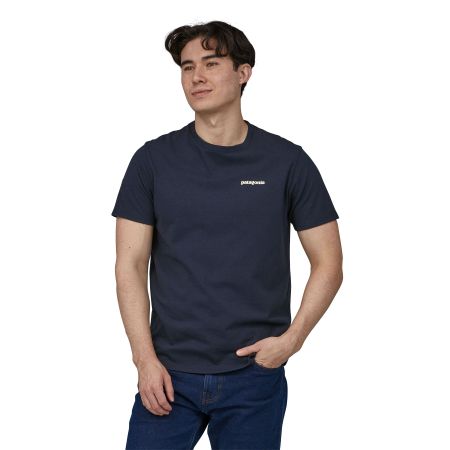 T-shirt marine en coton bio et matière recyclée - fitz roy icon responsibili-tee new navy