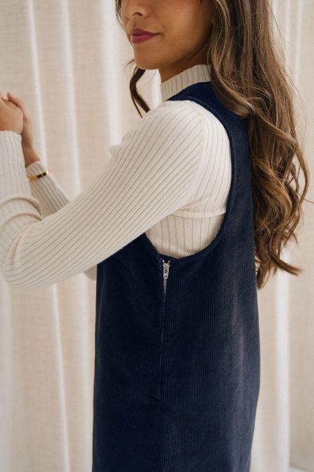 Robe chasuble velours en coton bio | marine "olympe", Bonjour Demain, photo 3