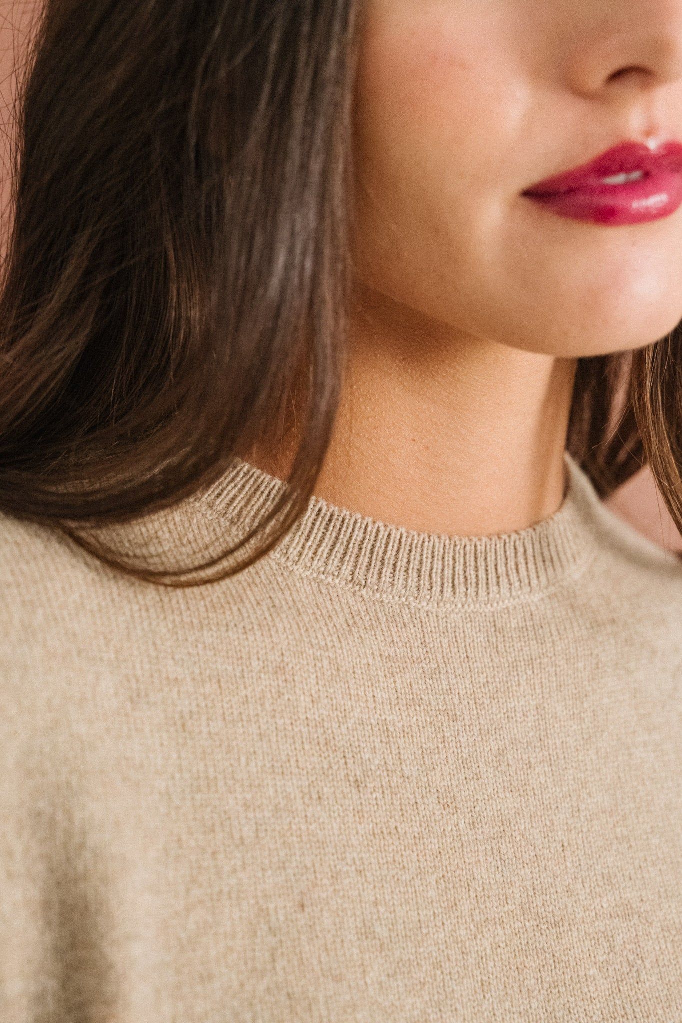 Pull droit en laine mérinos recyclée | beige, WeDressFair, photo 2
