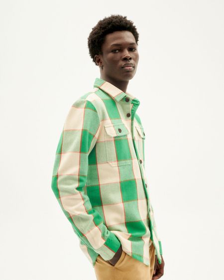 Surchemise en coton bio | carreaux vert "green heavy checks lucas overshirt"